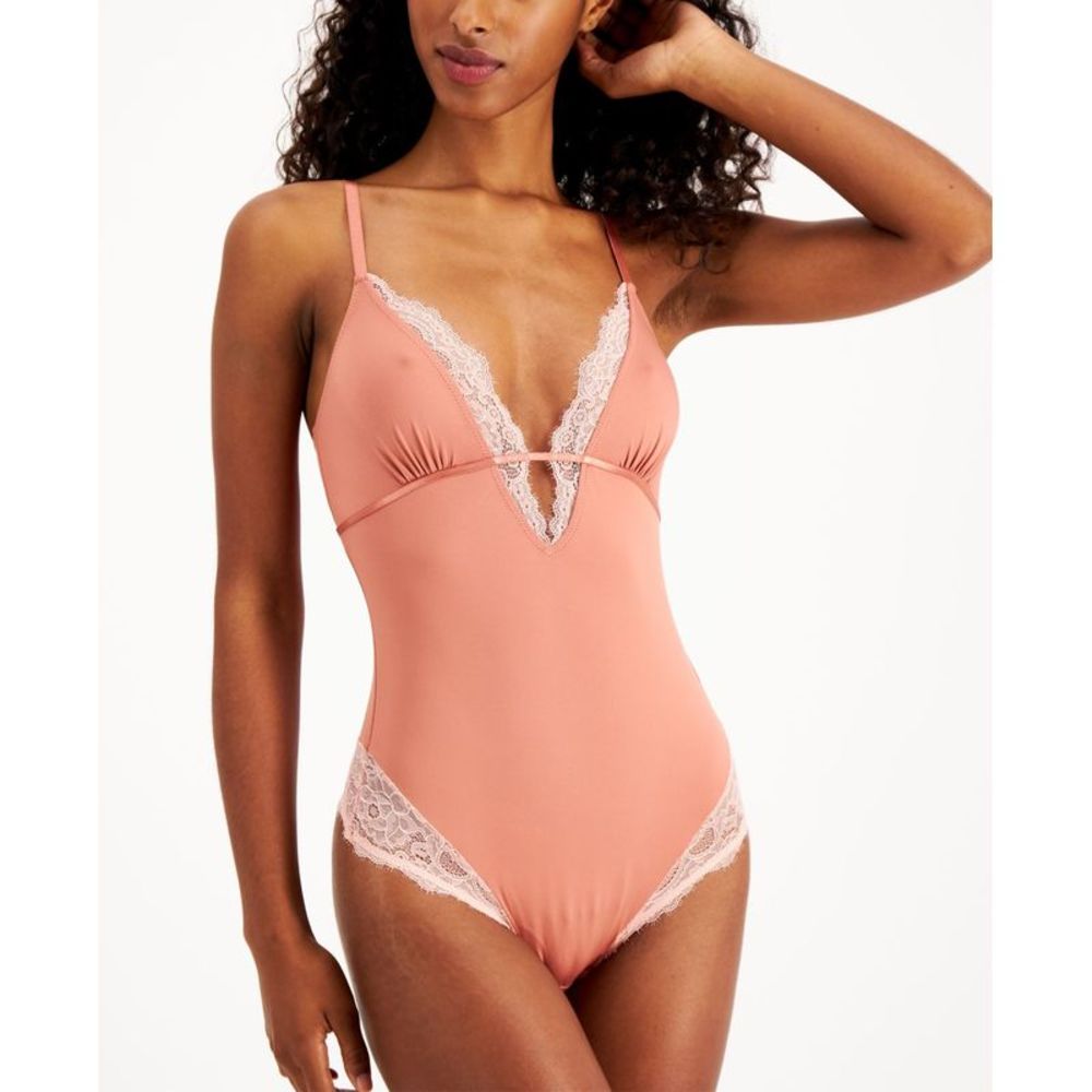 INC International Concepts Womens Lace Trim Thong Bodysuit Small